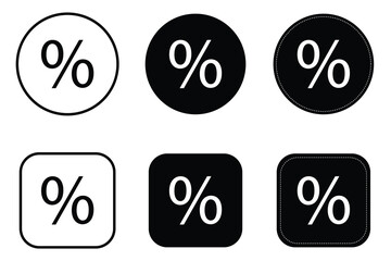 Percent Icons Set. Vector Discount, Interest, Finance Symbols Collection