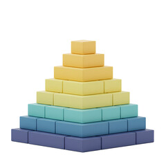 Colorful pyramid of blocks representing progress, growth, and data visualization concepts