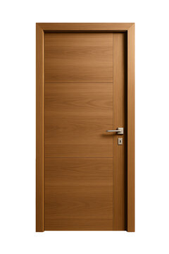 Wooden door isolated on transparent background