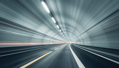 High-speed driving through a long, illuminated tunnel.