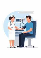 Fototapeta premium Nurse checking a man blood pressure