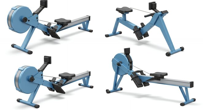 Modern rowing machines product photography