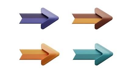 Set of four colorful right arrows