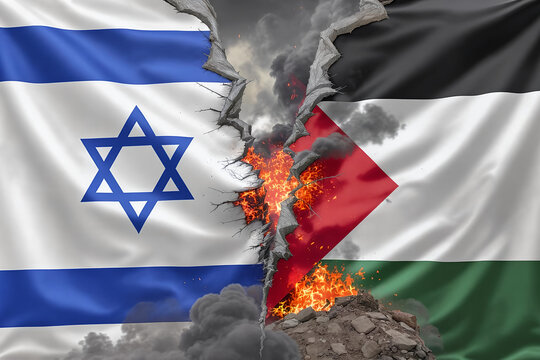 AI generated. Flags from Isreal and Palestina