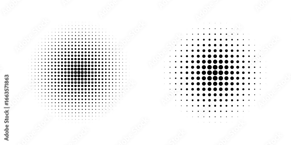 Poster set of black halftone dots backgrounds. vector modern dots halftone,pop art comic style gradient cir