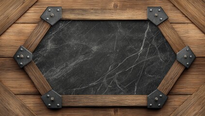 Wooden frame with dark gray stone panel
