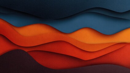 Abstract layered wavy design in warm and cool colors
