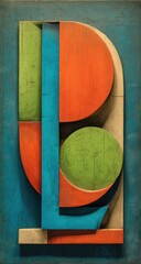 Geometric letter "P" in vibrant colors,  stylized and textured