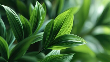Fototapeta premium Close-up of vibrant green leaves