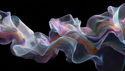 Obraz premium Abstract flowing fabric, iridescent colours, translucent, dynamic lines