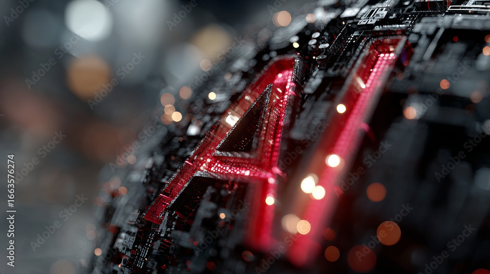Poster abstract digital background with ai letters.