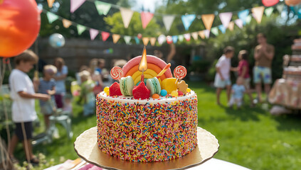 Colorful birthday cake