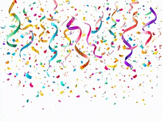 Colorful confetti and streamers on white background (1)