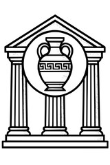 Obraz premium Ancient Greek Amphora and Columns Symbolizing History, Art, and Architecture