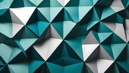 Abstract background with overlapping teal, white, and blue pentagons geometric design