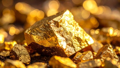 A collection of gleaming golden nuggets glistening with wealth and potential