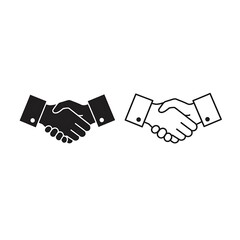 Obraz premium Black and white handshake icons victor , illustration,side by side on white background shaking hands agreement