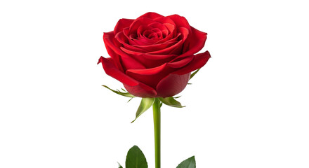 Single Red Rose Fresh Bloom Romantic Transparent Background
