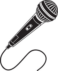 A classic wired microphone illustration, depicting an essential tool for vocal performances, studio recordings, public speaking, and engaging audio content creation