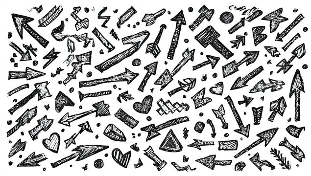 Hand-drawn collection of various arrows and doodles (2)