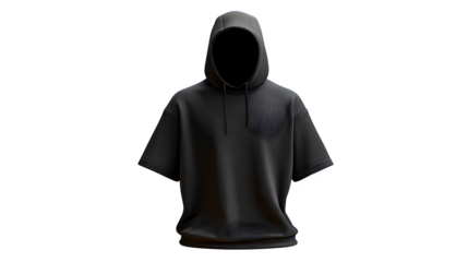 Black Hooded Shirt 3d rendered, isolated on transparent background