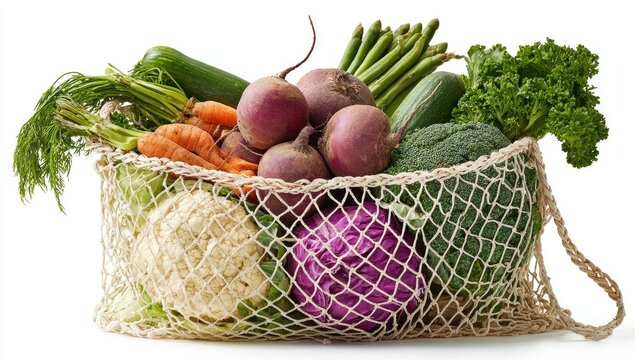 Produce in a reusable mesh bag