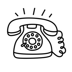 Ringing Rotary Telephone Line Art Communication Icon