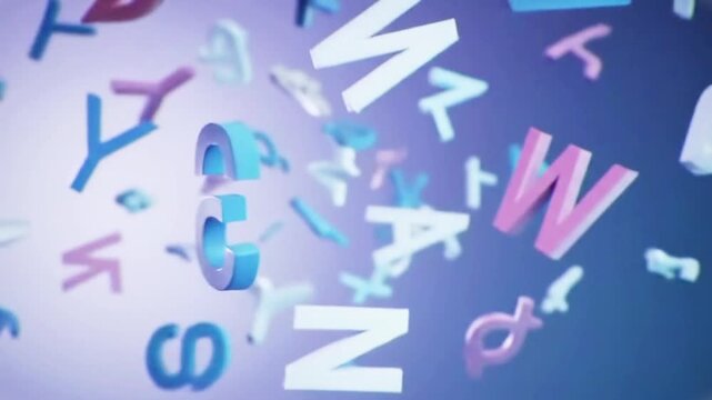 AI Generated Flying Letters on Abstract Colorful Background