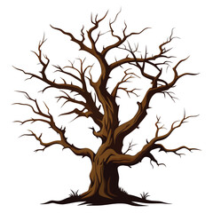 Fototapeta premium Stark weathered dead tree graphic design element for banners and advertisements with vibrant color options