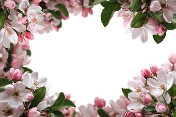Obraz premium Delicate pink and white blossoms frame a blank center