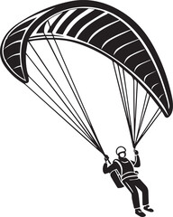 Paraglider flying in the sky with parachute above clouds, extreme sports and adventure