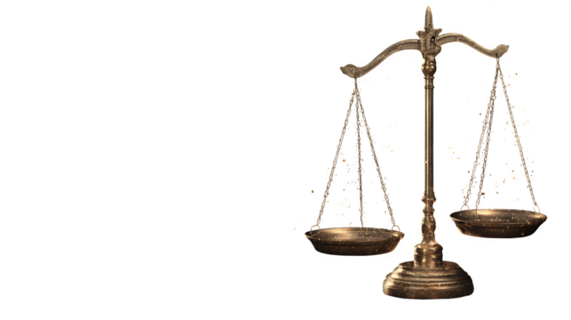 Golden Scales of Justice, isolated on transparent background