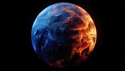 Obraz premium Celestial sphere, vibrant hues of fire and ice