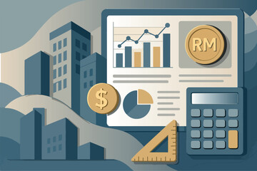Abstract Vector Illustration of Construction Budgeting and Cost Control