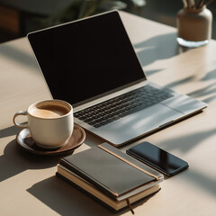 Fototapeta premium Laptop on Modern Workspace Desk