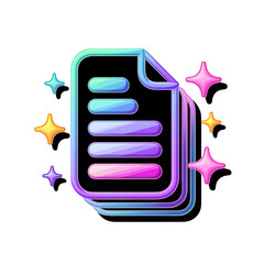 A vibrant document glowing with success and achievements in a shining on transparent background