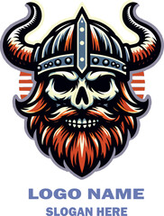 Vikingos skull logo icon vector white background .