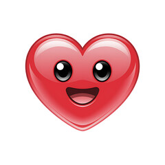 Fototapeta premium A charming heart emoji radiating joy and affection with a cheerful smile on transparent background