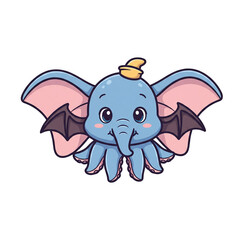 Fototapeta premium A whimsical cartoon illustration of a friendly blue octopus elephant creature with large ears and a playful expression, perfect for children's books and imaginative designs