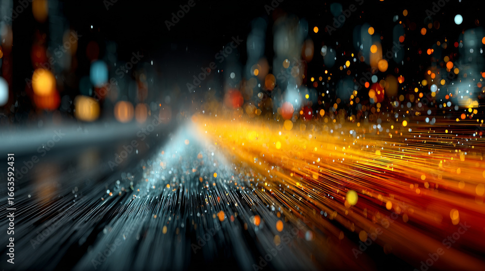Poster abstract background with stripes of different colors and gradients. particles in motion. technologie