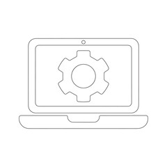 Laptop with Gear Icon Vector Black and White