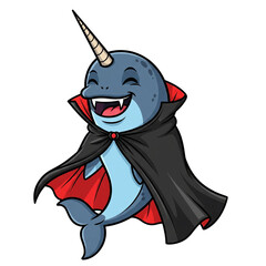 Adorable Narwhal Dressed as a Vampire for Halloween