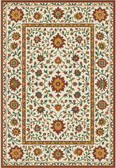 Folk art inspired Persian Vector Carpet with modern Pattern in high definition isolated on white canvas with trending colors

