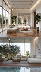 Modern, light-filled living areas with expansive views