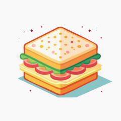 Isometric Colorful Sandwich Illustration