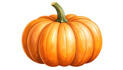 A vividly illustrated pumpkin showcasing autumnal charm and wholesome harvest representation with