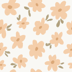 Cute Peach Florals Seamless Repeating Pattern