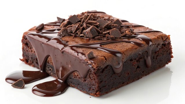 Decadent brownies drizzled with melted chocolate create a rich dessert experience