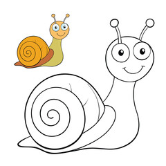 A cute snail vector coloring page featuring a playful shell design and simple outlines, perfect for kids and adults to enjoy creative coloring fun.
