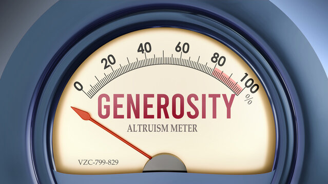 Generosity and Altruism Meter that hits less than zero, showing an extremely low level of generosity, none of it, insufficient. Minimum value, below the norm. Lack of generosity. ,3d illustration